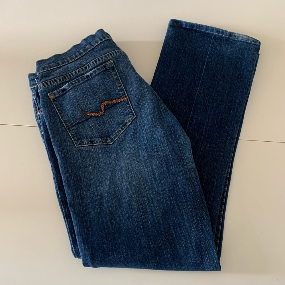 7 for All Mankind Straight Leg classic Jeans with Embroidered Back Pocket